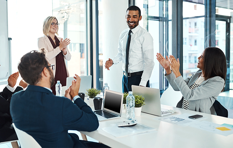 man in office meeting