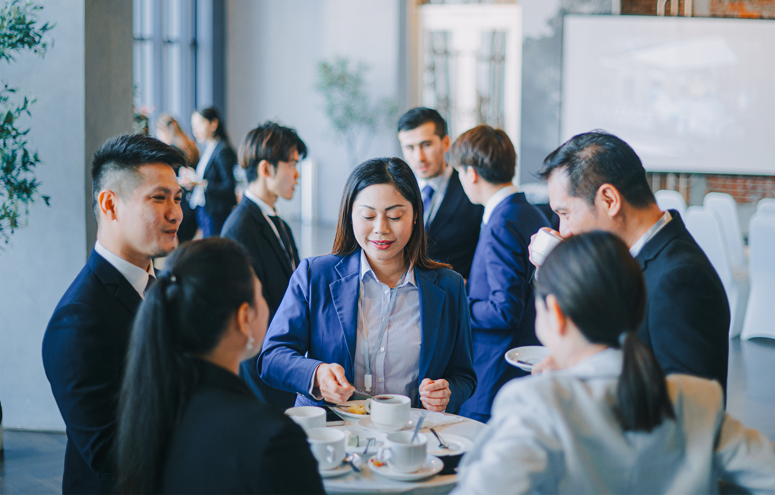 Group of professionals at a reception event