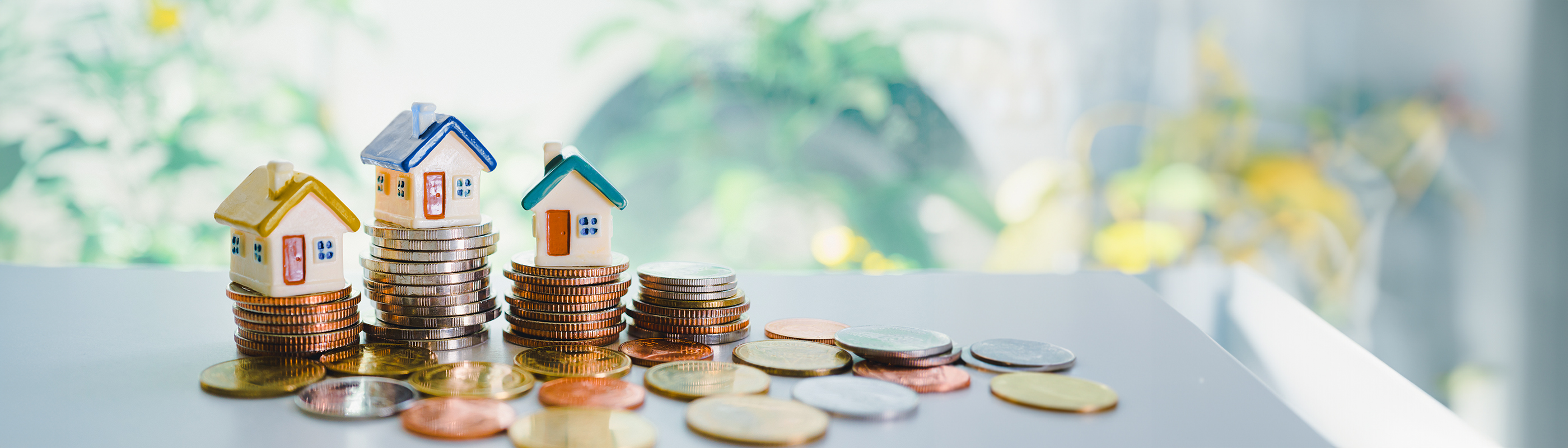 small house with coins