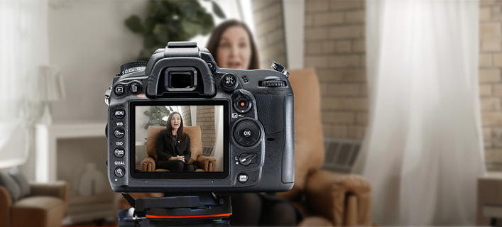 Women in camera view finder